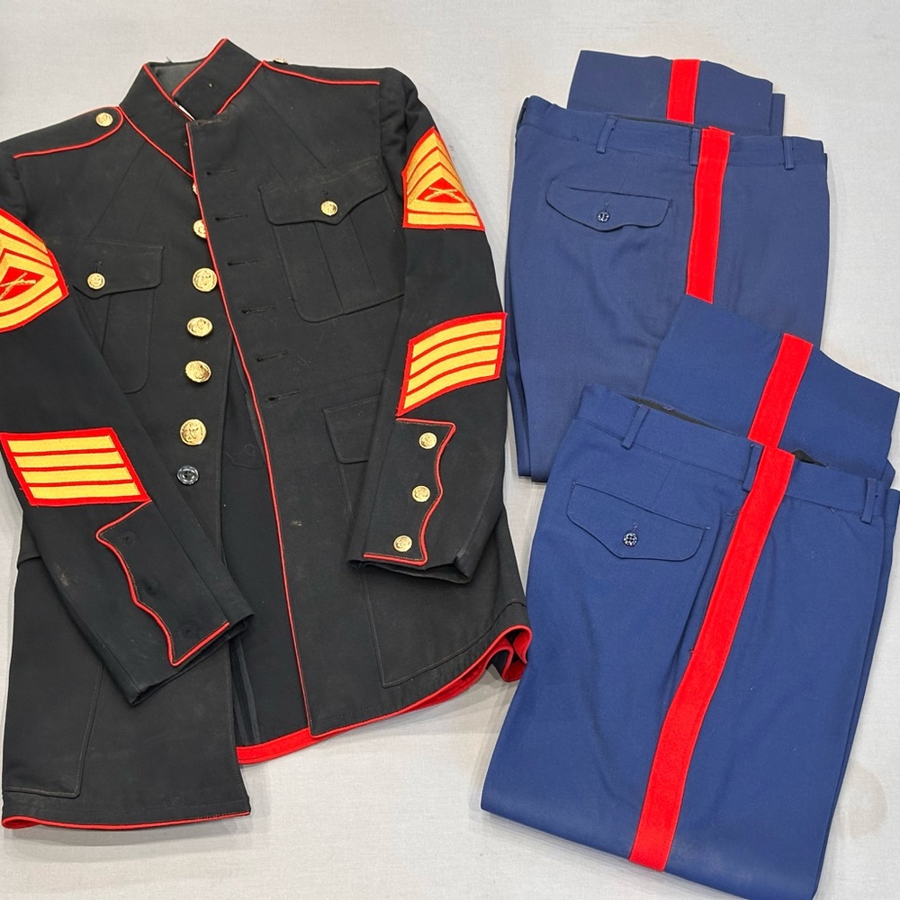 USMC vintage military dress blues jacket and pants